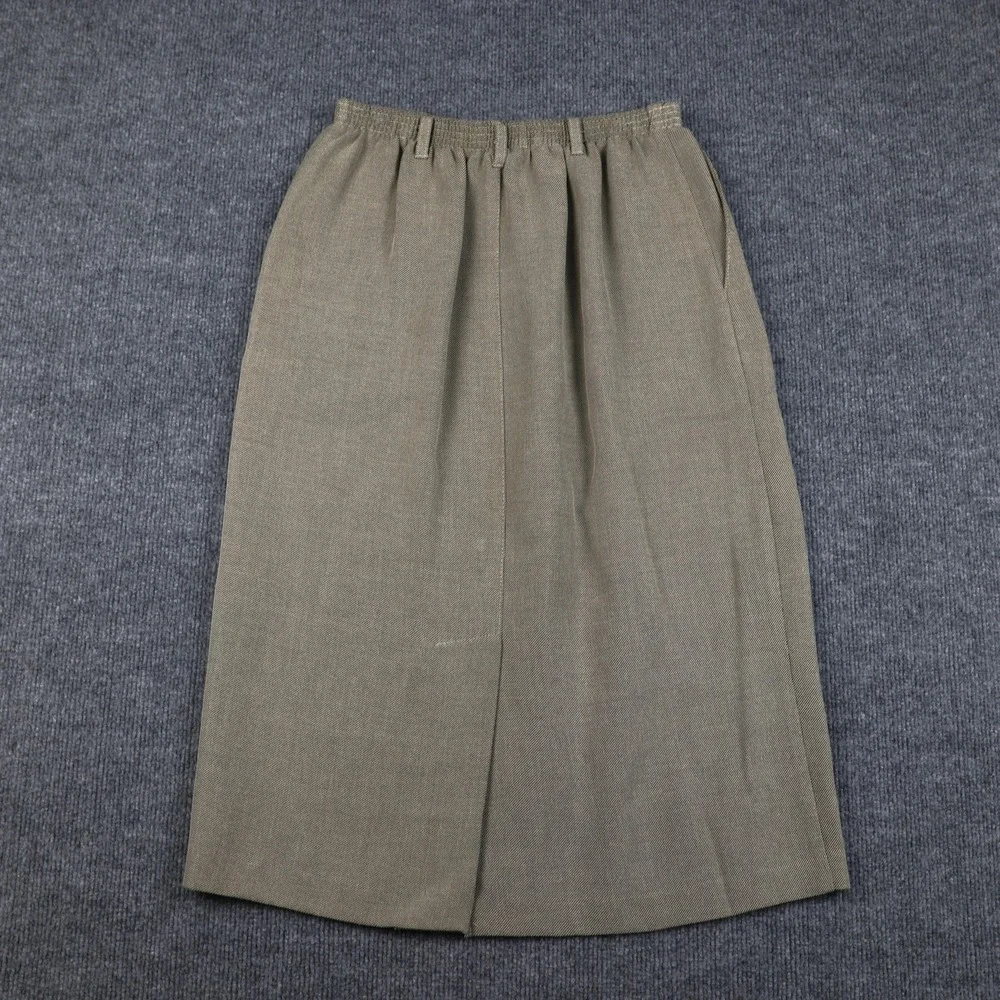 Alfred Dunner Skirt Womens 10 Khaki Elastic Waist Pockets Back Vent Made USA - Picture 8 of 10